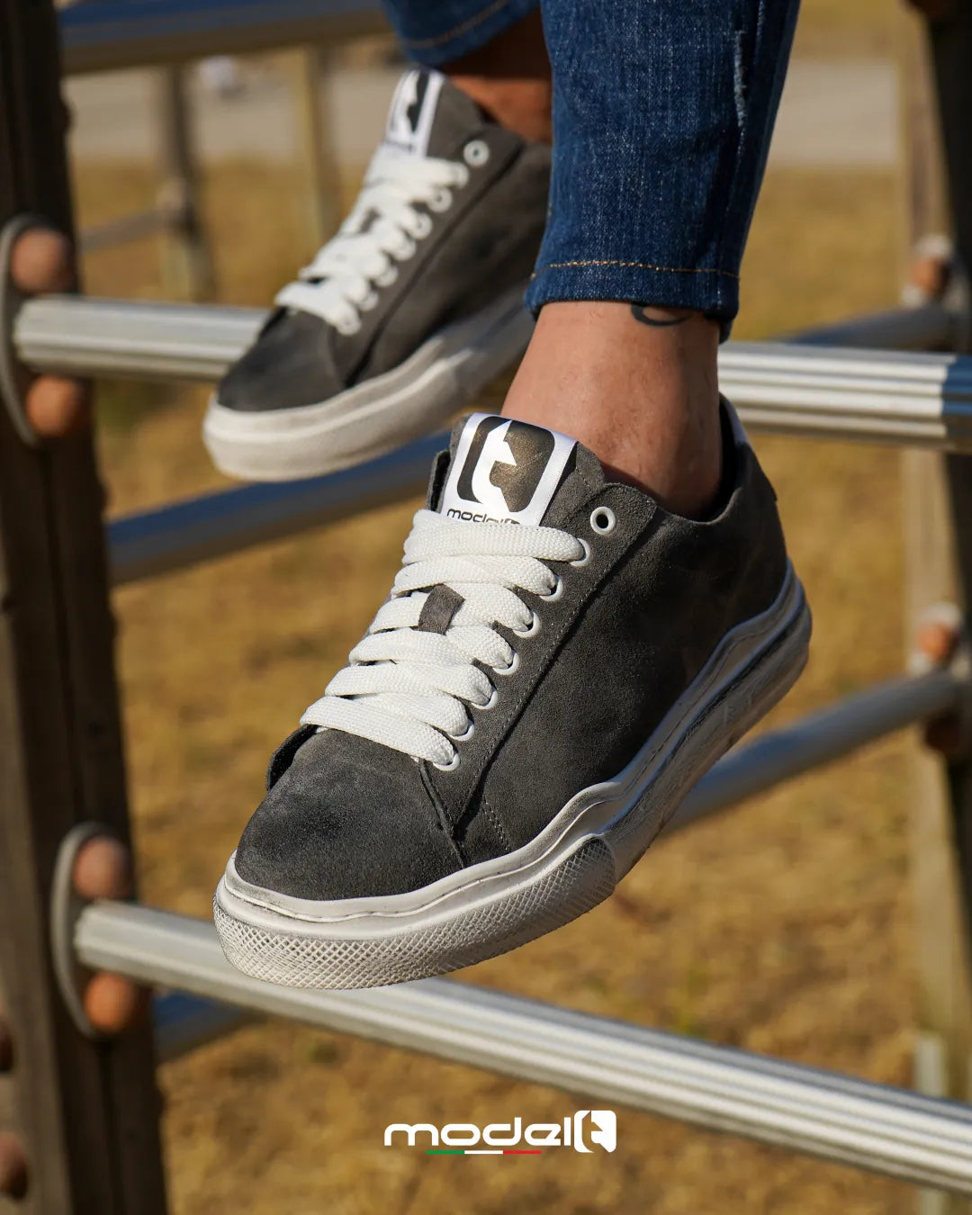 Sneakers HENRY Model 1 in camoscio grigio