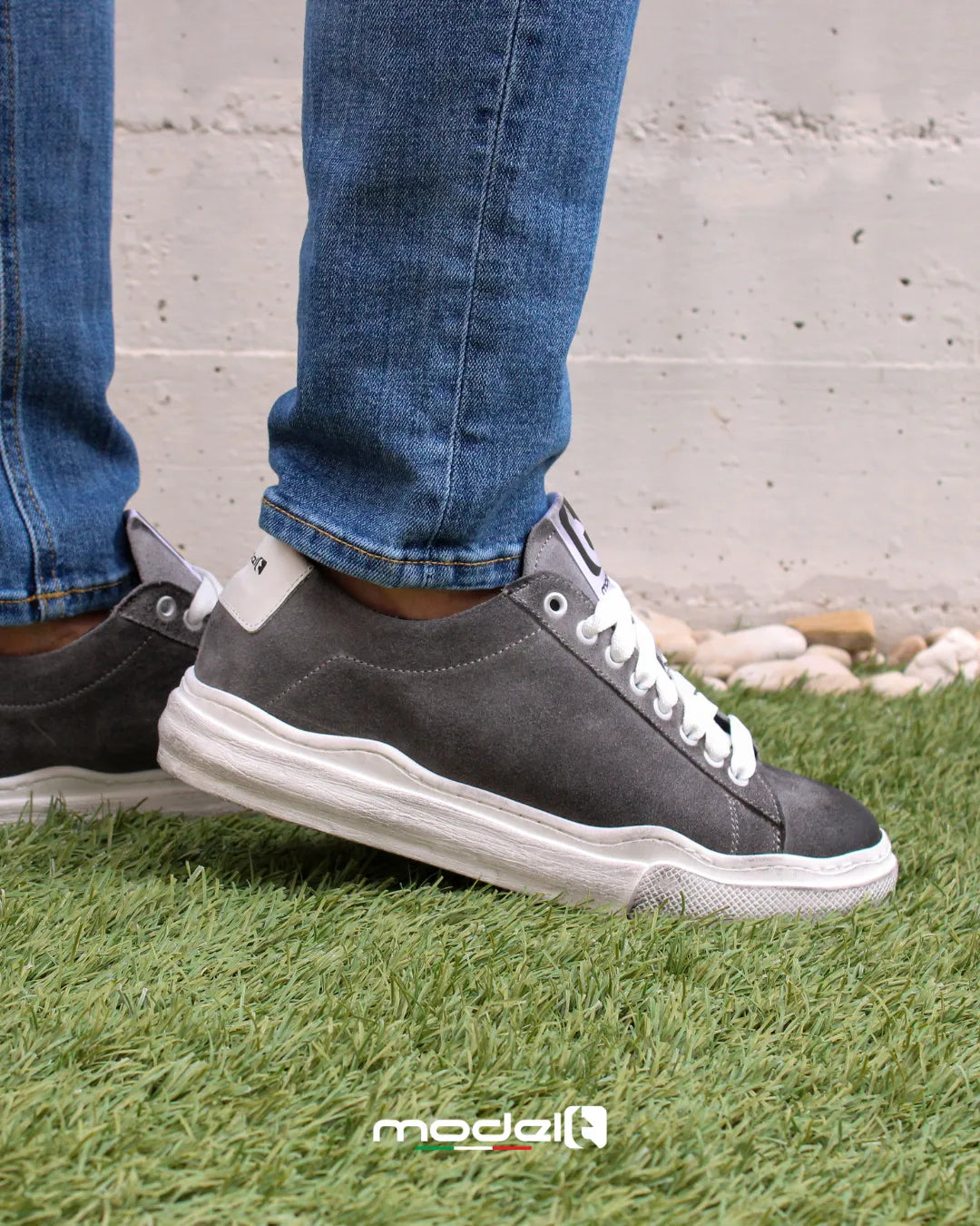 Sneakers HENRY Model 1 in camoscio grigio